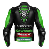Men’s Kawasaki Ninja Green Leather Motorcycle Jacket – Handmade Biker Style