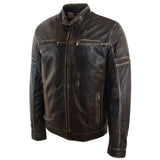 Men's Black Rub-Off Leather Biker Jacket – Vintage Lambskin Ricky