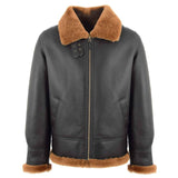Men’s Vintage B3 Sheepskin Leather Jacket – Brown Ginger Aviator Bomber for Winter Wear