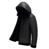 Men’s Black Hooded B3 Bomber Jacket – Vintage Military Pilot Leather Flight Jacket by Zarcab