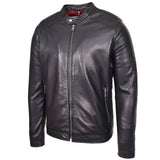 Men's Black Nappa Leather Casual Biker Jacket – Rowan