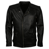 Men's Black Genuine Leather Biker Jacket – Vintage Motorcycle Style