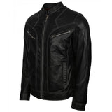 Men's Black Lambskin Leather Biker Jacket – Vintage Motorcycle Style