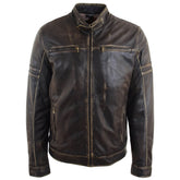 Men's Black Rub-Off Leather Biker Jacket – Vintage Lambskin Ricky