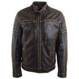 Men's Black Rub-Off Leather Biker Jacket – Vintage Lambskin Ricky