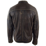 Men's Black Rub-Off Leather Biker Jacket – Vintage Lambskin Ricky
