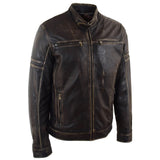 Men's Black Rub-Off Leather Biker Jacket – Vintage Lambskin Ricky