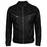 Men's Black Lambskin Leather Biker Jacket – Vintage Motorcycle Style