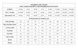 A size chart table titled 'ZARCAB SIZE CHART' for men's motorcycle bike racing pants, showing measurements in centimeters for Europe, USA/Canada, and International/UK sizes from XS to 4XL.