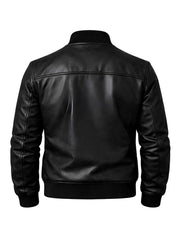 Men's Black Leather Bomber Jacket | Slim Fit Biker Style | Premium Winter Outerwear