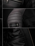 Men's Black Leather Cafe Racer Jacket | Quilted Biker Streetwear | Handcrafted Premium Outerwear