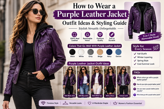 Purple leather jacket styling guide for women and men