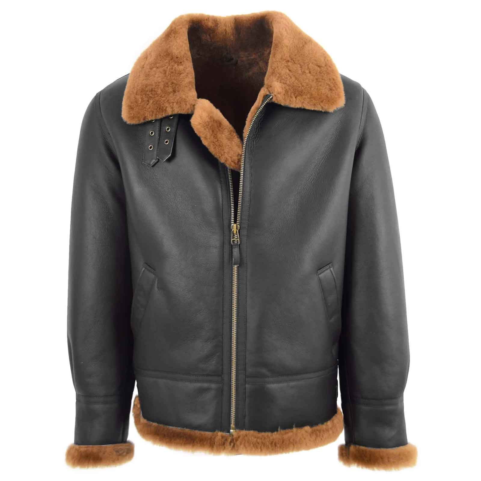 Men’s Vintage B3 Sheepskin Leather Jacket – Brown Ginger Aviator Bomber for Winter Wear