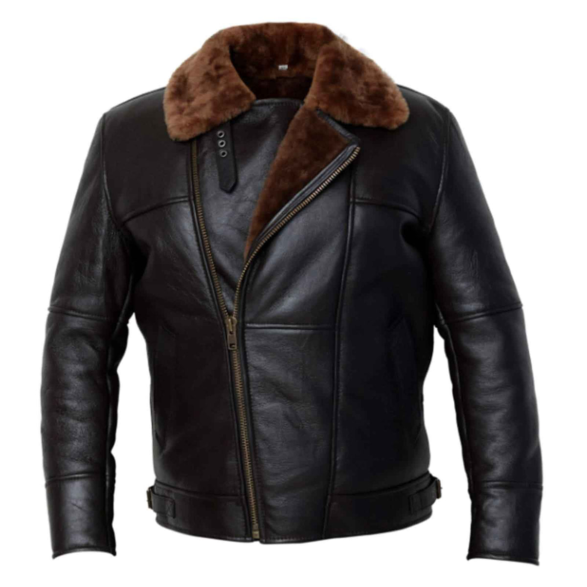 Zarcab RAF B3 Men’s Black Leather Bomber Jacket – Vintage Aviator Pilot Style with Shearling