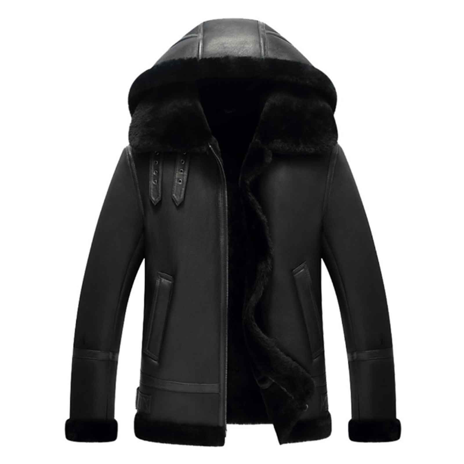 Men’s Black Hooded B3 Bomber Jacket – Vintage Military Pilot Leather Flight Jacket by Zarcab