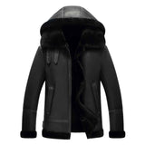 Men’s Black Hooded B3 Bomber Jacket – Vintage Military Pilot Leather Flight Jacket by Zarcab