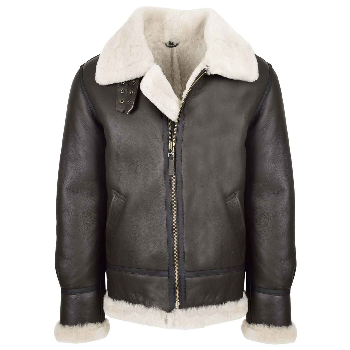 Men’s Genuine Sheepskin B3 Bomber Jacket – Regals Leather Brown