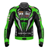 Men’s Kawasaki Ninja Green Leather Motorcycle Jacket – Handmade Biker Style