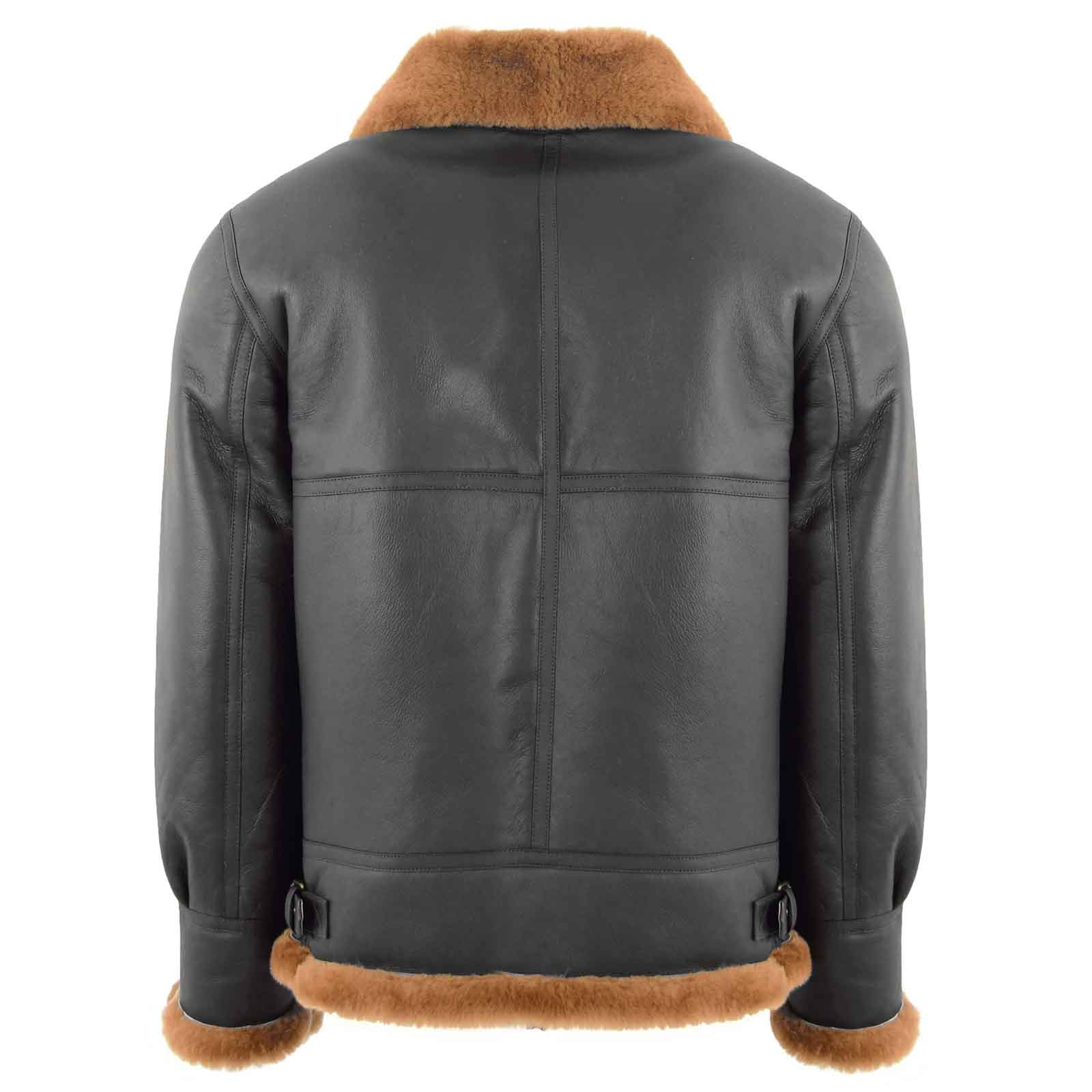 Men’s Vintage B3 Sheepskin Leather Jacket – Brown Ginger Aviator Bomber for Winter Wear