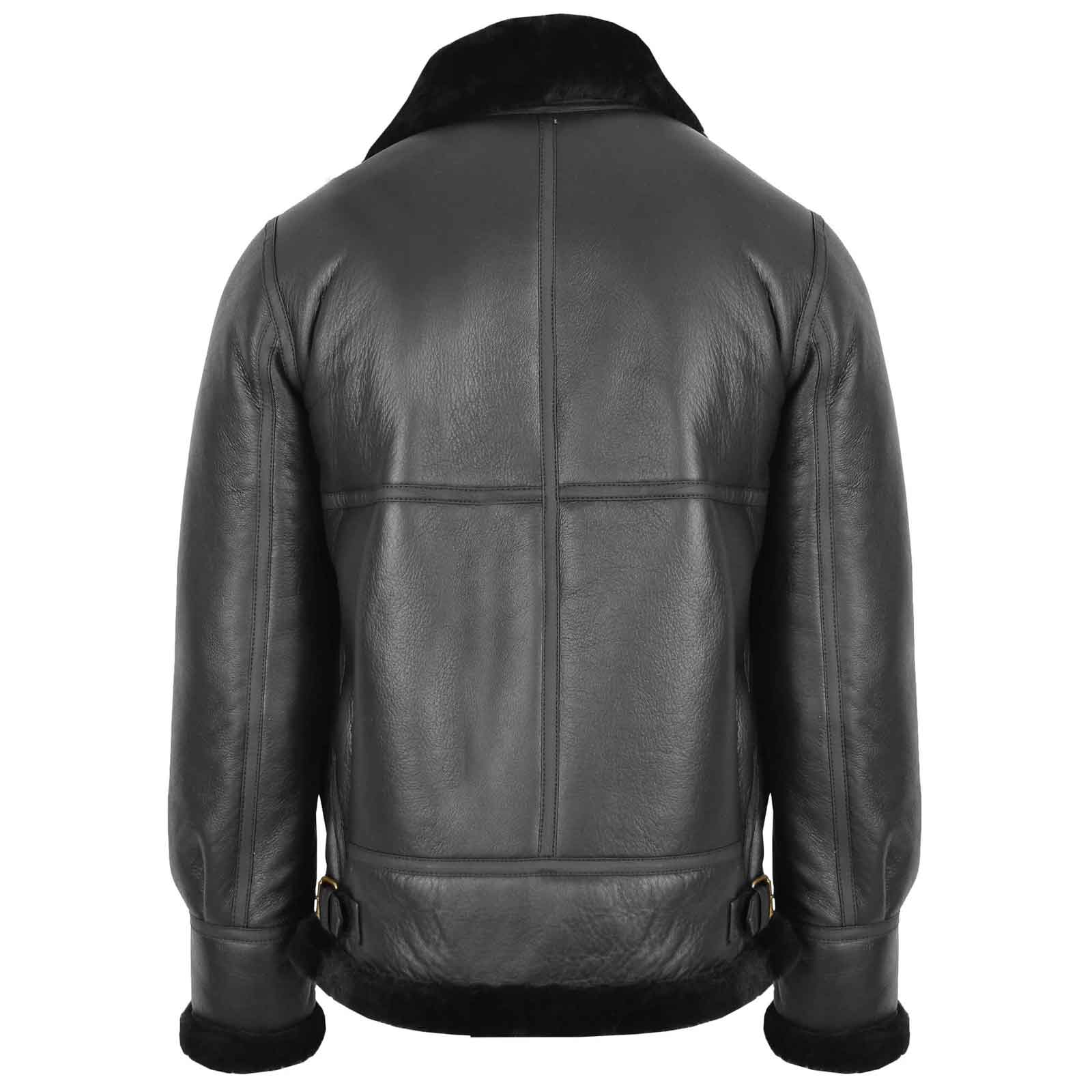 Men’s Black RAF B3 Shearling Bomber Jacket – Vintage Aviator Coat