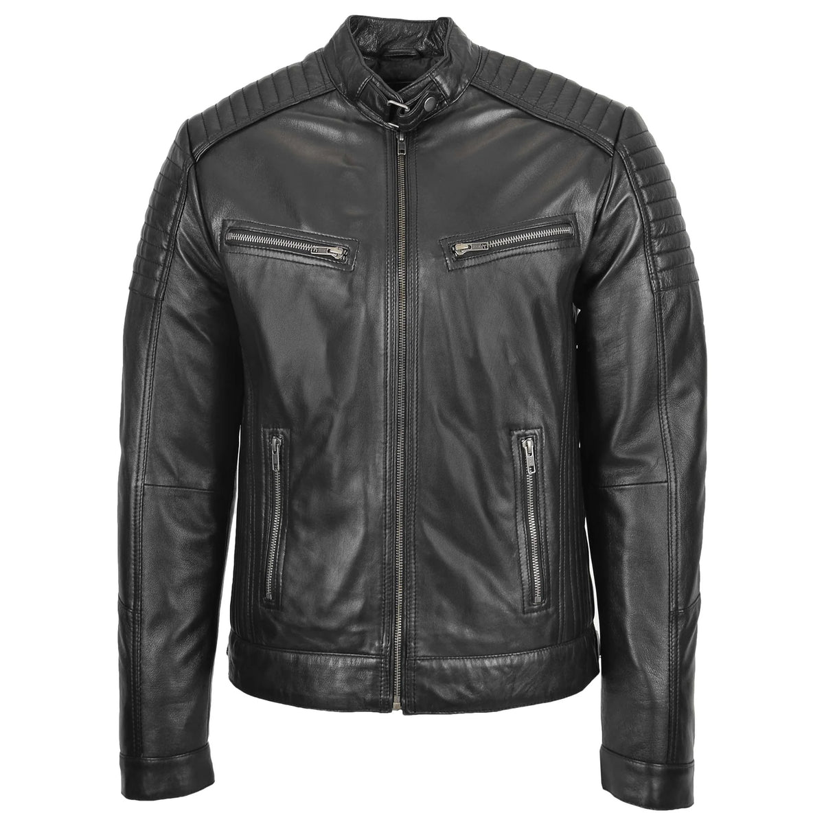 Men's Black Sheep Nappa Leather Cafe Racer Biker Jacket