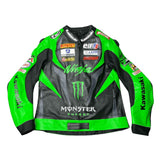 Men’s Kawasaki Ninja Green Leather Motorcycle Jacket – Handmade Biker Style