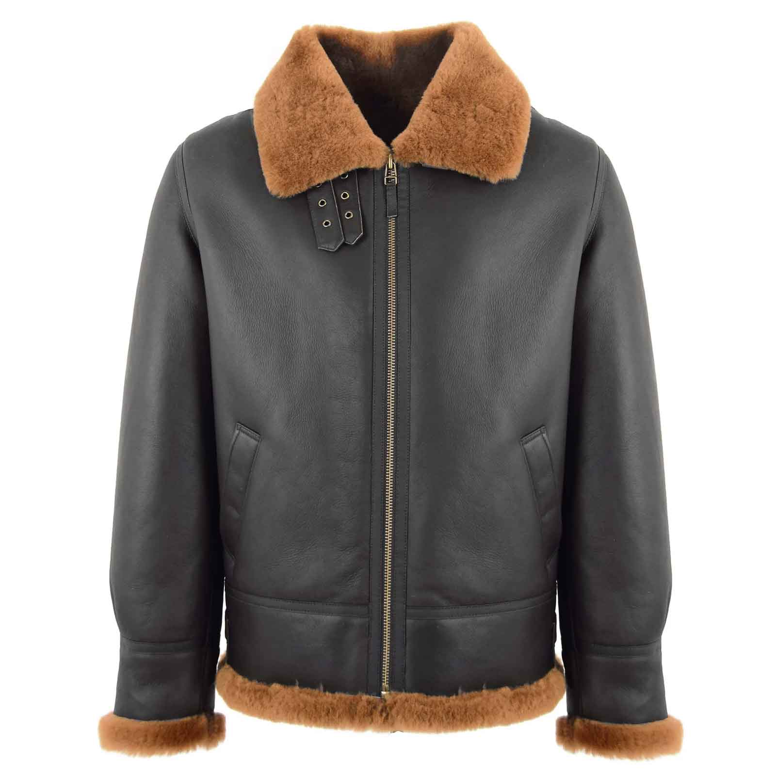 Men’s Vintage B3 Sheepskin Leather Jacket – Brown Ginger Aviator Bomber for Winter Wear