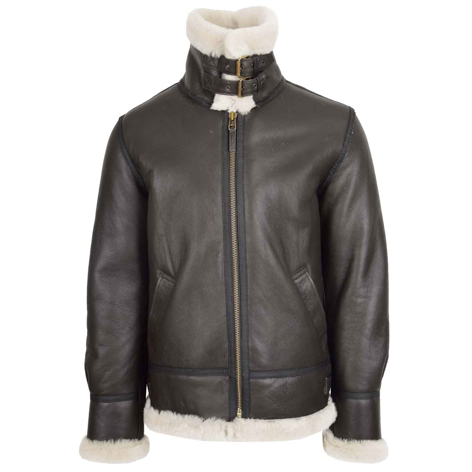 Men’s Genuine Sheepskin B3 Bomber Jacket – Regals Leather Brown