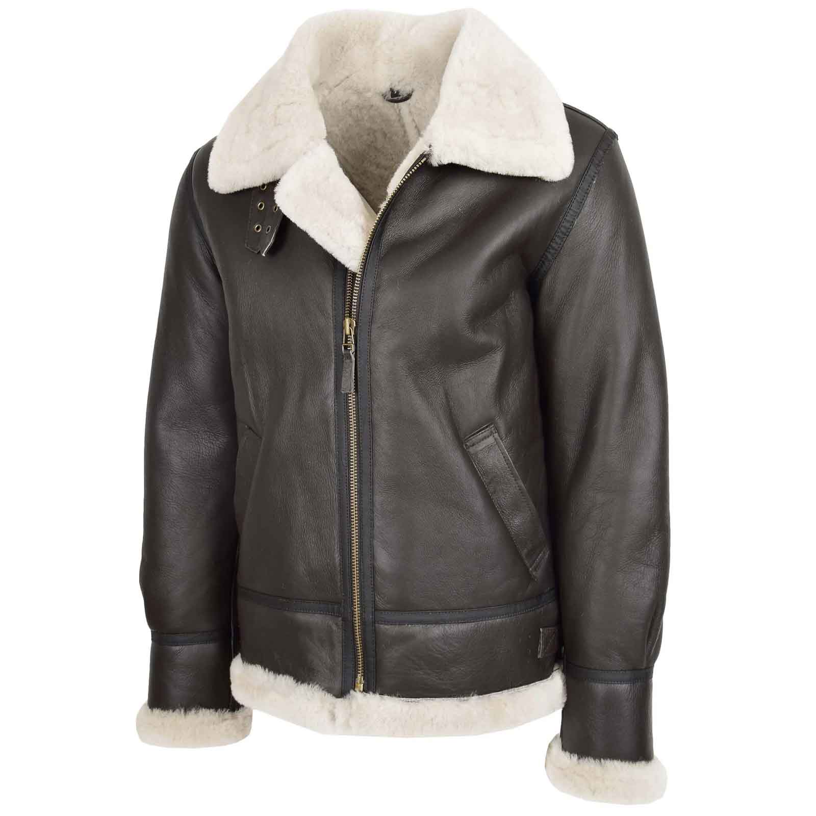 Men’s Genuine Sheepskin B3 Bomber Jacket – Regals Leather Brown