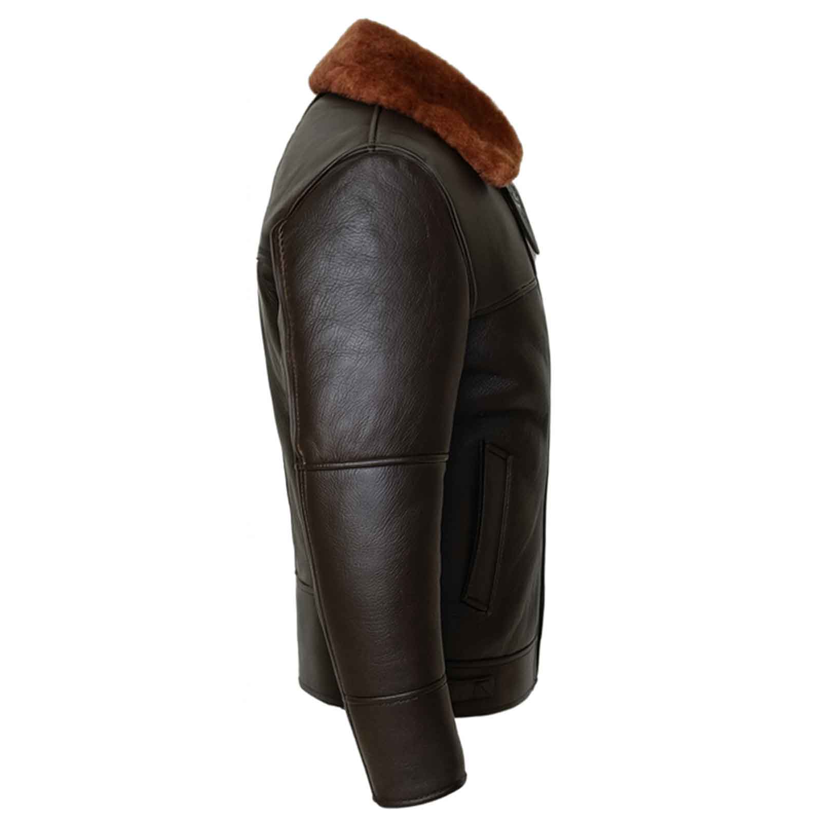 Zarcab RAF B3 Men’s Black Leather Bomber Jacket – Vintage Aviator Pilot Style with Shearling