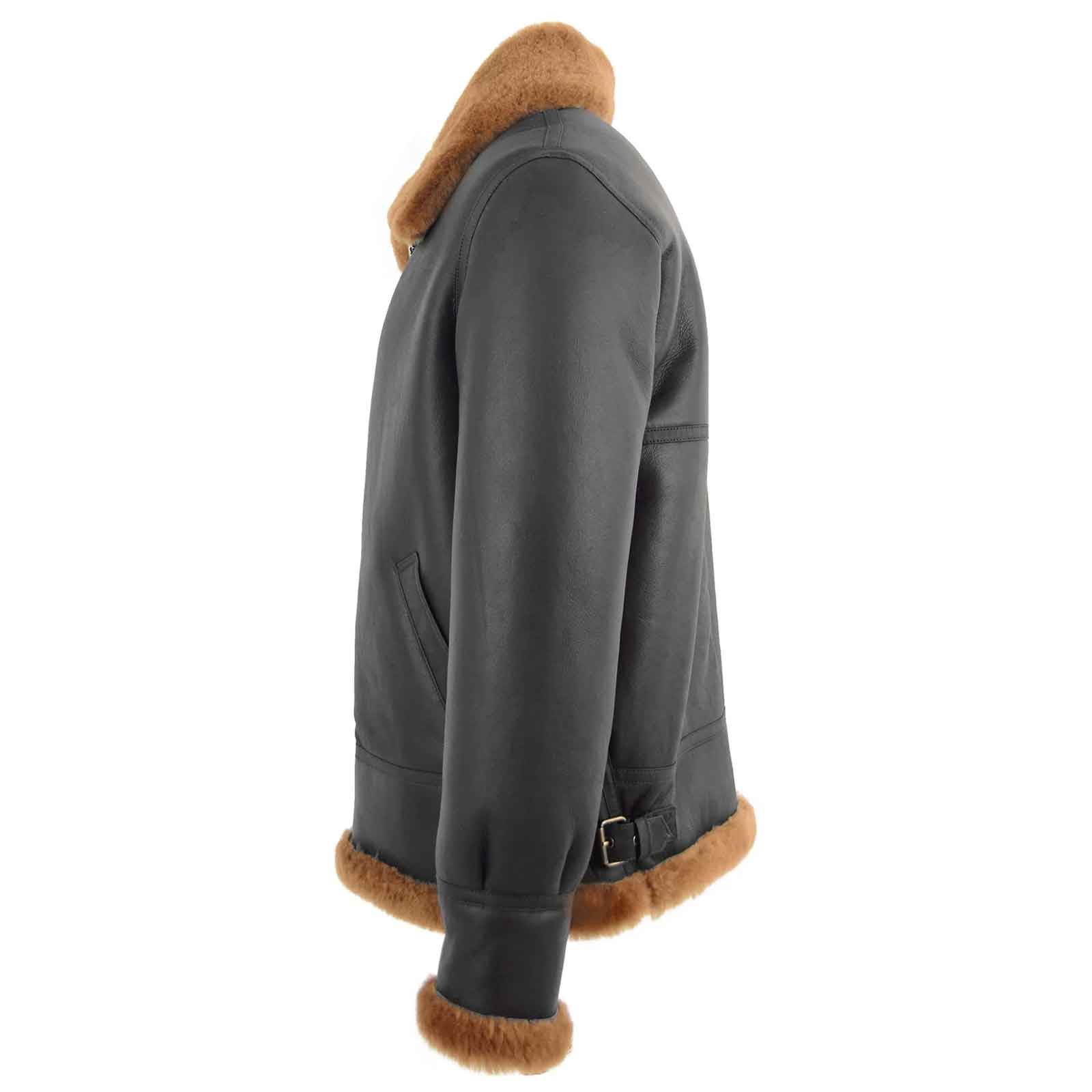 Men’s Vintage B3 Sheepskin Leather Jacket – Brown Ginger Aviator Bomber for Winter Wear