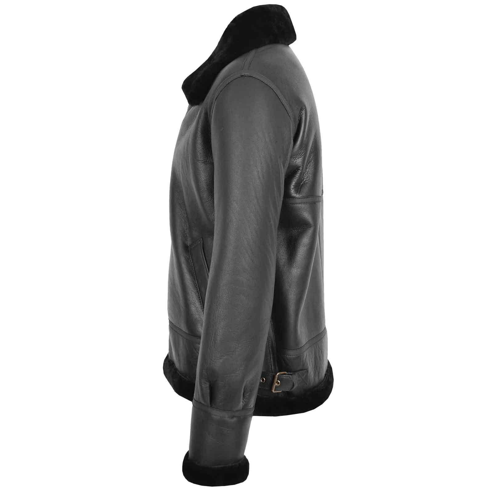 Men’s Black RAF B3 Shearling Bomber Jacket – Vintage Aviator Coat