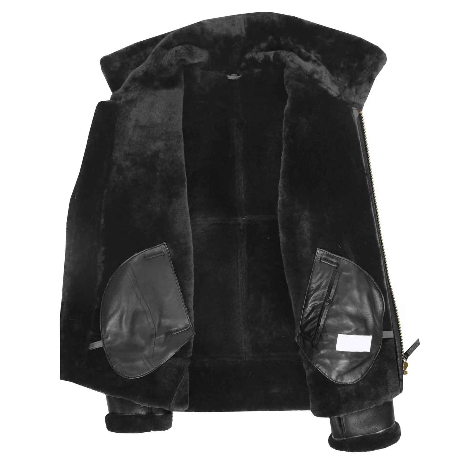 Men’s Black RAF B3 Shearling Bomber Jacket – Vintage Aviator Coat