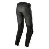 Black motorcycle pants on a white background