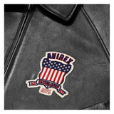 Avirex patch on a black leather jacket