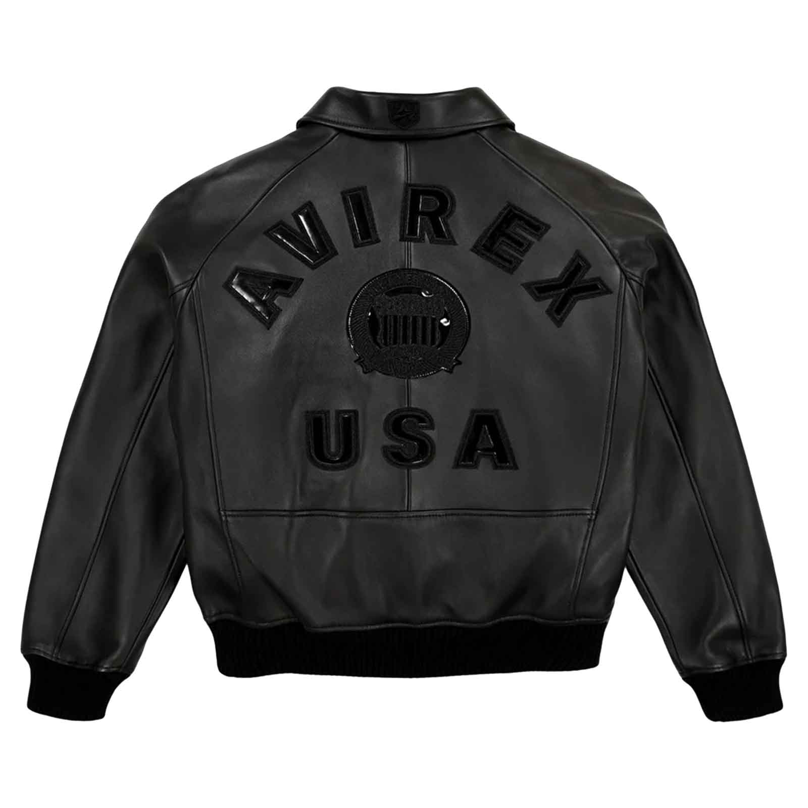 Men’s Black Avirex Leather Flight Jacket – Iconic Aviator Bomber