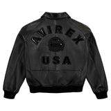 Men’s Black Avirex Leather Flight Jacket – Iconic Aviator Bomber