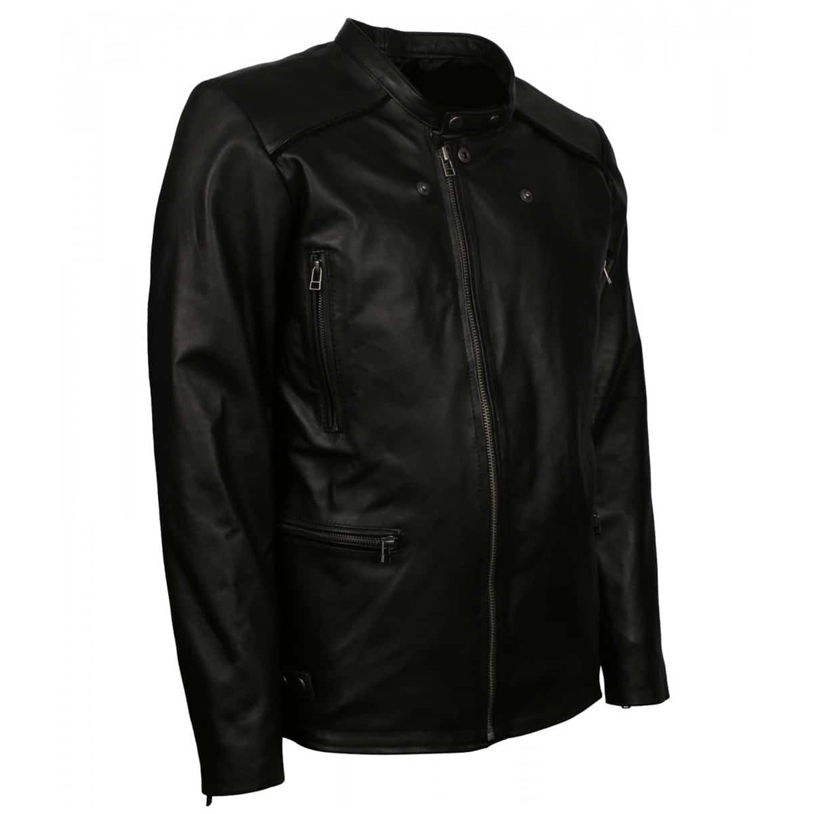 Men's Black Genuine Leather Biker Jacket – Vintage Motorcycle Style