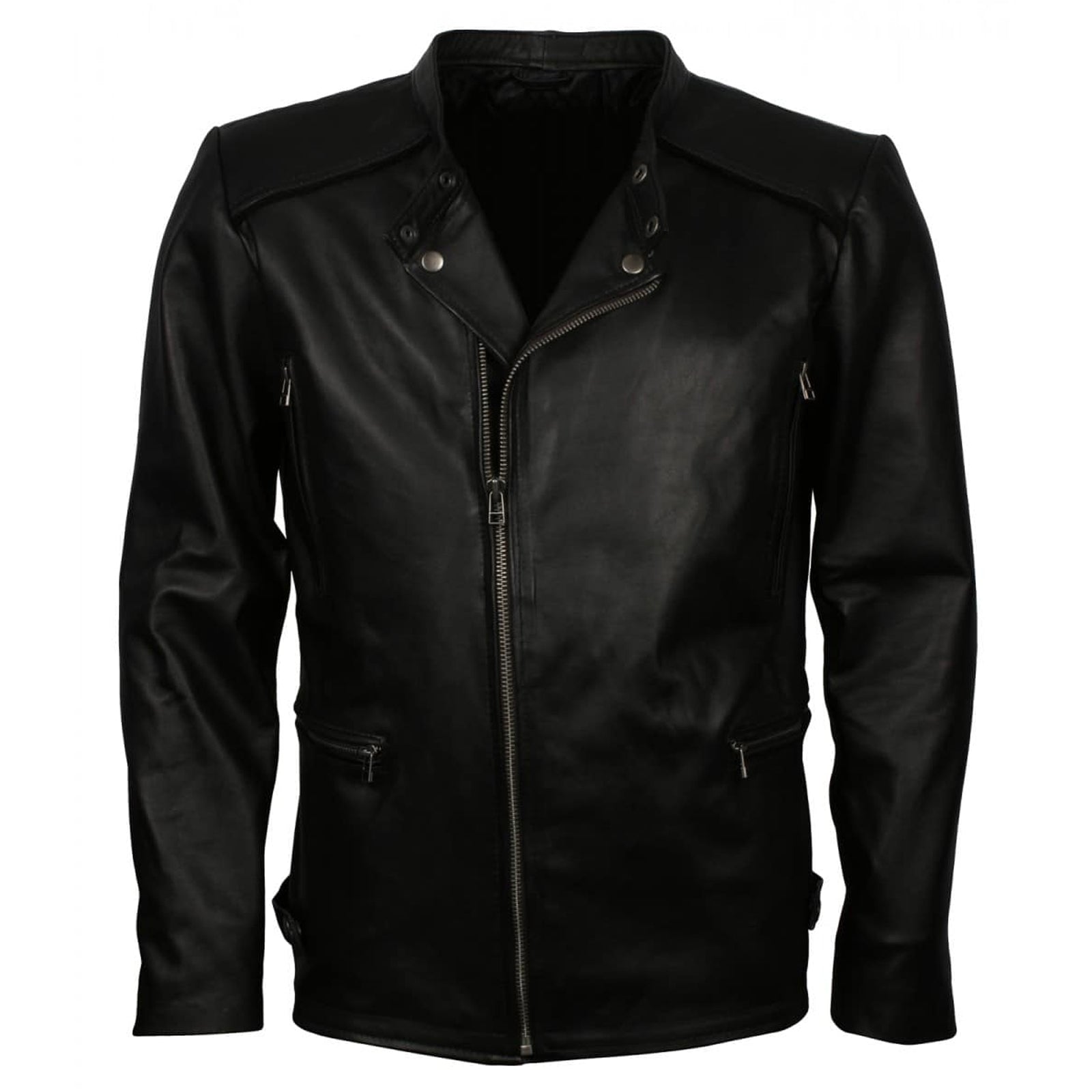 Men's Black Genuine Leather Biker Jacket – Vintage Motorcycle Style