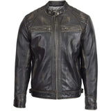 Men's Lamb Nappa Rub-Off Leather Biker Jacket – Standing C
