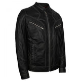 Men's Black Lambskin Leather Biker Jacket – Vintage Motorcycle Style