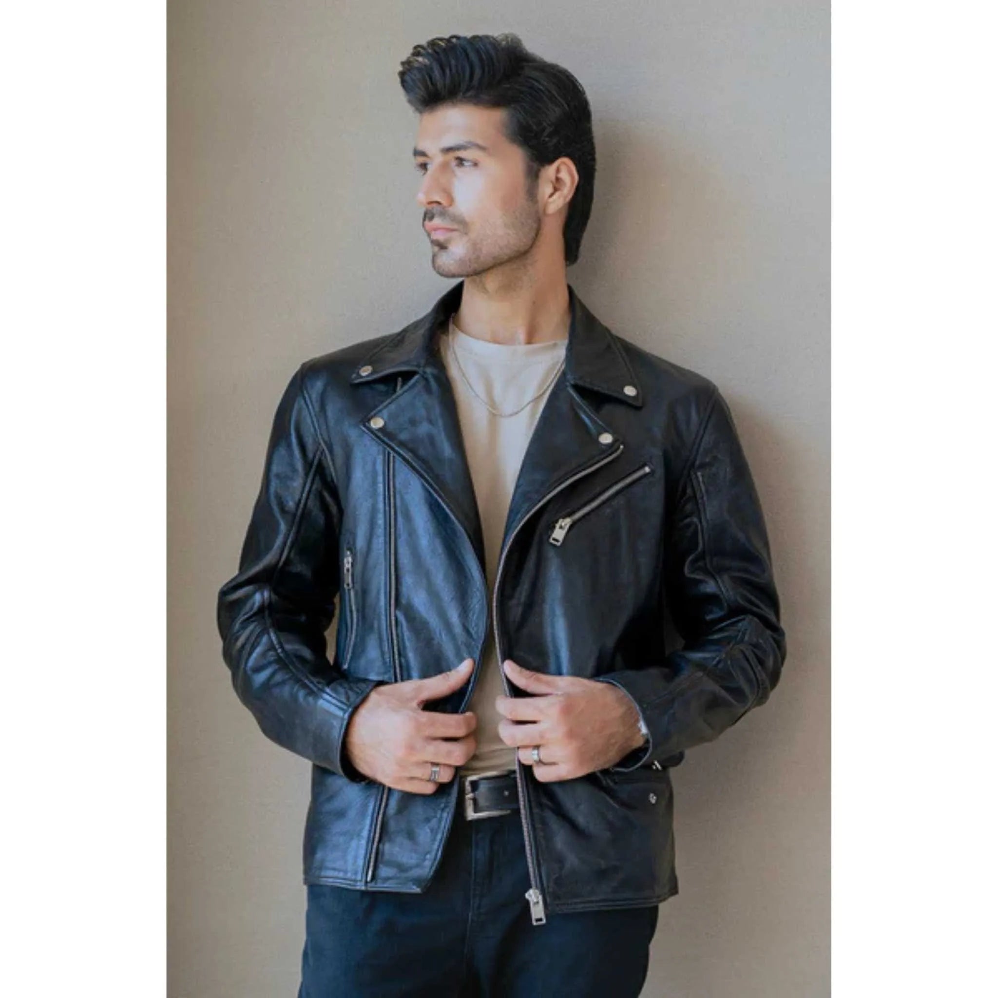 Men's Genuine Leather Biker Jacket
