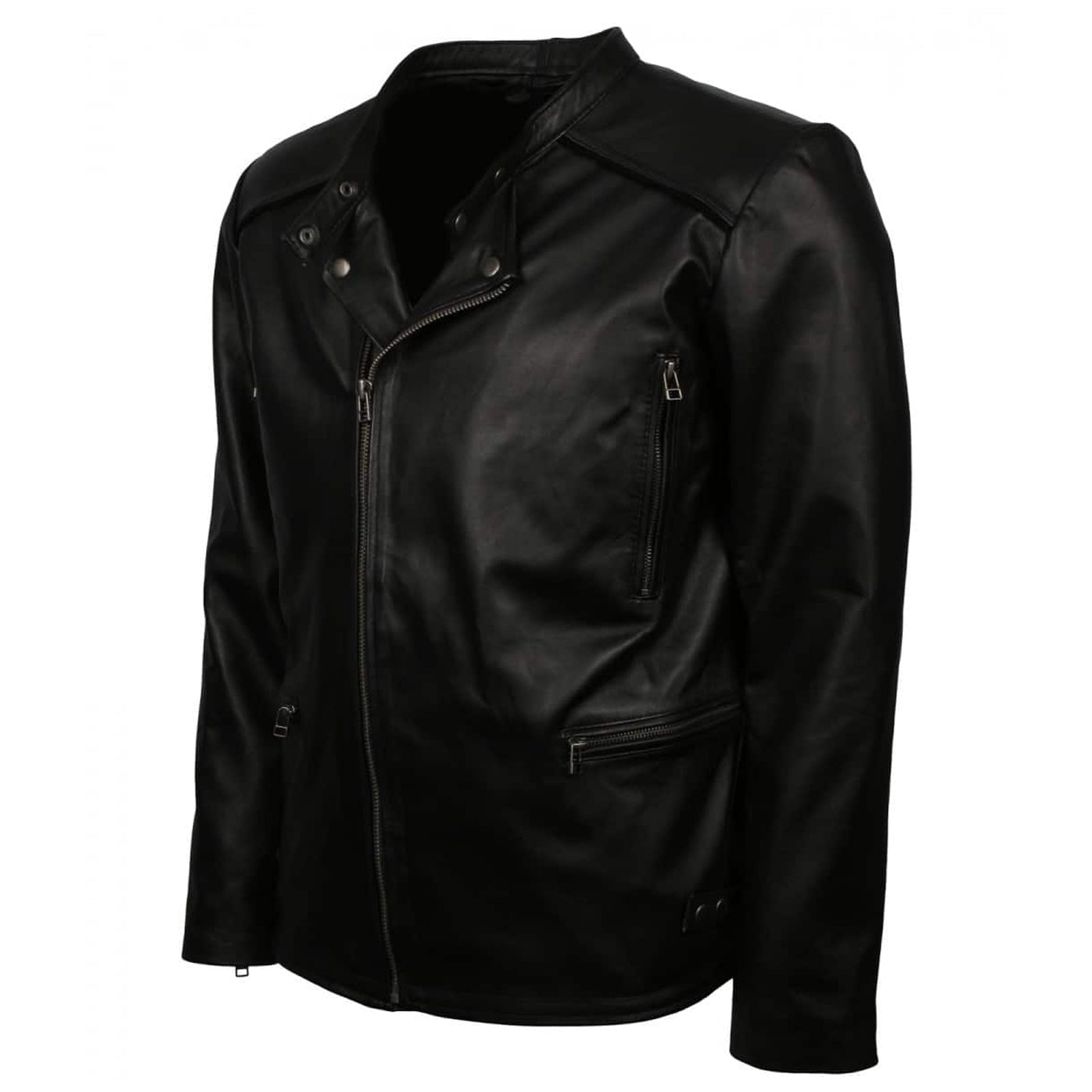 Men's Black Genuine Leather Biker Jacket – Vintage Motorcycle Style
