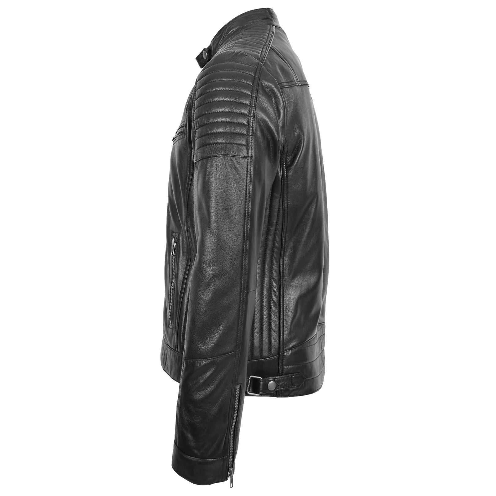 Men's Black Sheep Nappa Leather Cafe Racer Biker Jacket