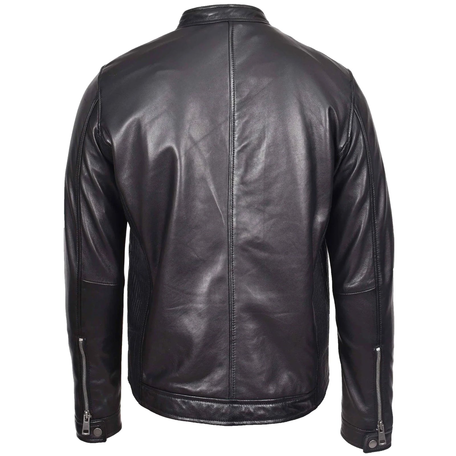 Men's Black Nappa Leather Casual Biker Jacket – Rowan