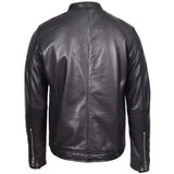 Men's Black Nappa Leather Casual Biker Jacket – Rowan
