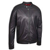 Men's Black Nappa Leather Casual Biker Jacket – Rowan
