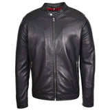 Men's Black Nappa Leather Casual Biker Jacket – Rowan