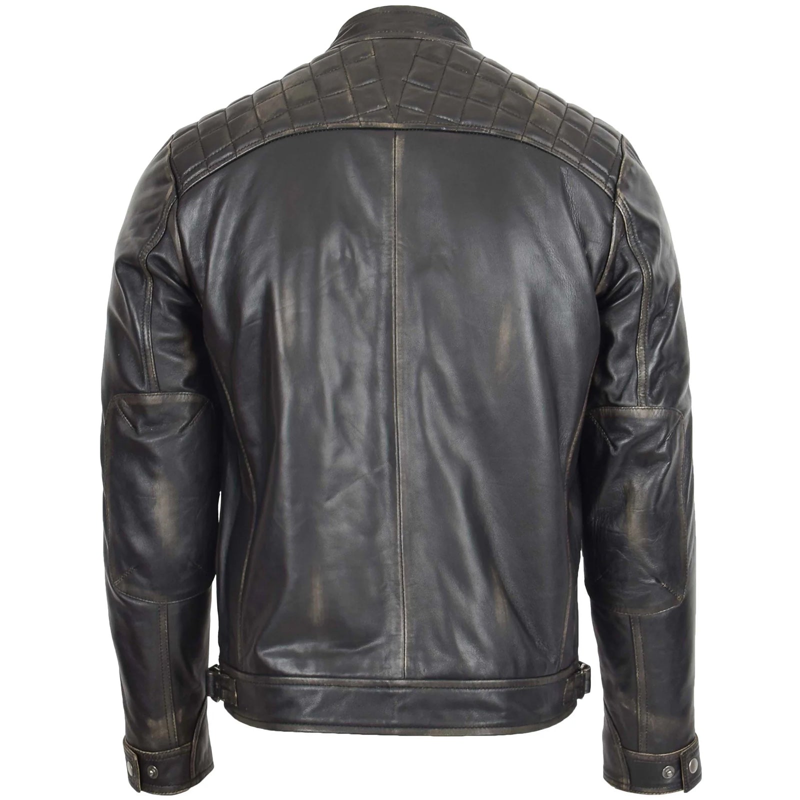 Men's Lamb Nappa Rub-Off Leather Biker Jacket – Standing C