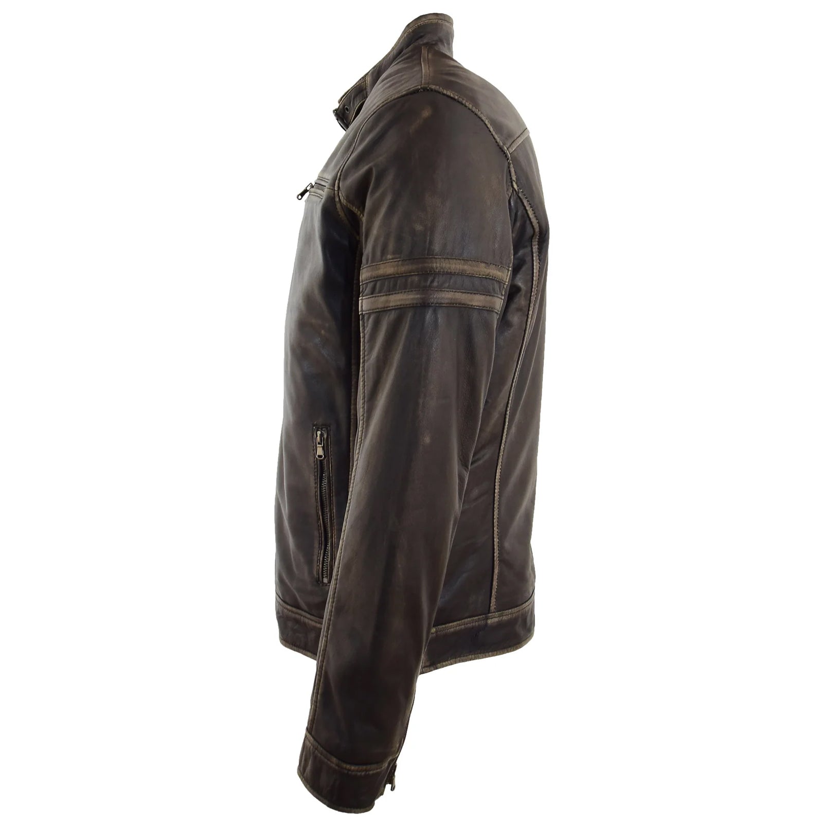 Men's Black Rub-Off Leather Biker Jacket – Vintage Lambskin Ricky